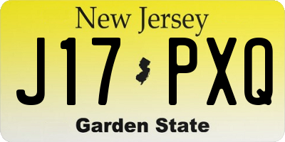 NJ license plate J17PXQ