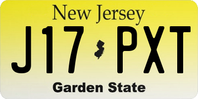 NJ license plate J17PXT
