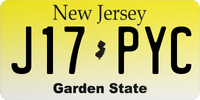 NJ license plate J17PYC