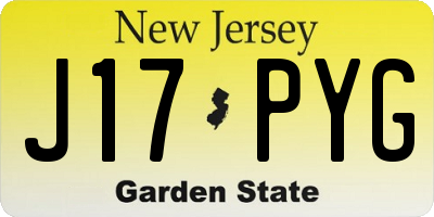 NJ license plate J17PYG