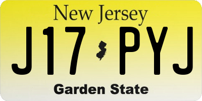 NJ license plate J17PYJ