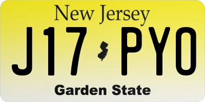 NJ license plate J17PYO