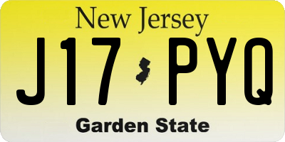 NJ license plate J17PYQ