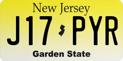 NJ license plate J17PYR