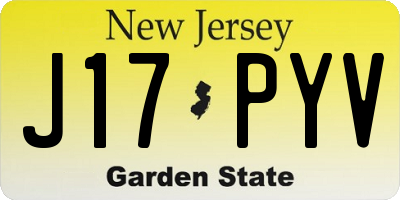 NJ license plate J17PYV