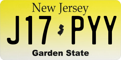 NJ license plate J17PYY