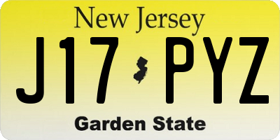 NJ license plate J17PYZ
