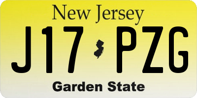 NJ license plate J17PZG