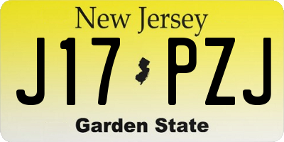 NJ license plate J17PZJ