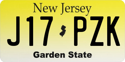 NJ license plate J17PZK