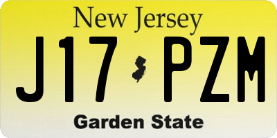 NJ license plate J17PZM