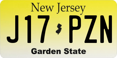 NJ license plate J17PZN