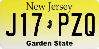 NJ license plate J17PZQ