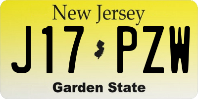 NJ license plate J17PZW