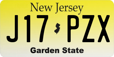 NJ license plate J17PZX