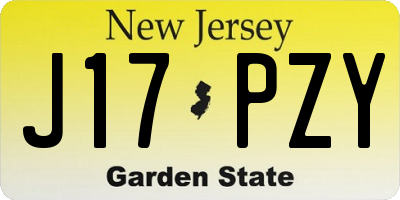 NJ license plate J17PZY