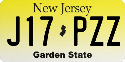 NJ license plate J17PZZ