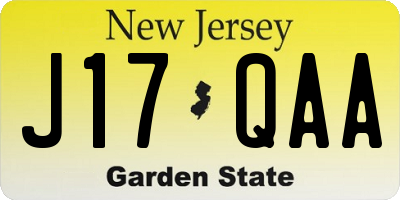NJ license plate J17QAA