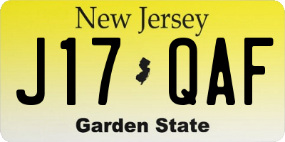 NJ license plate J17QAF