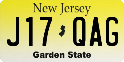 NJ license plate J17QAG