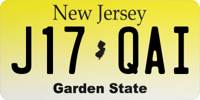 NJ license plate J17QAI