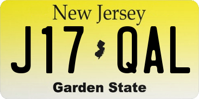 NJ license plate J17QAL