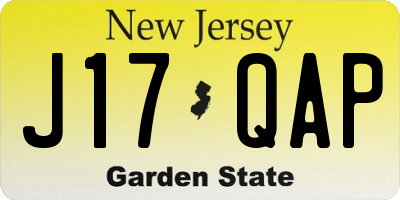 NJ license plate J17QAP