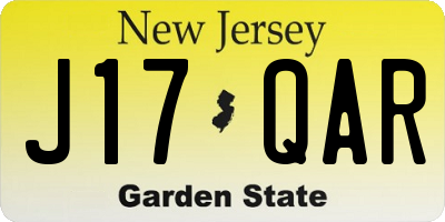 NJ license plate J17QAR