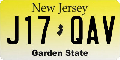 NJ license plate J17QAV