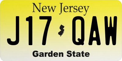 NJ license plate J17QAW