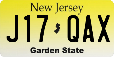 NJ license plate J17QAX