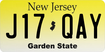 NJ license plate J17QAY