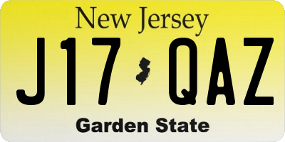 NJ license plate J17QAZ