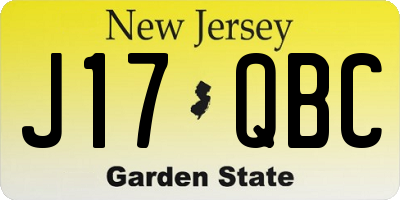 NJ license plate J17QBC
