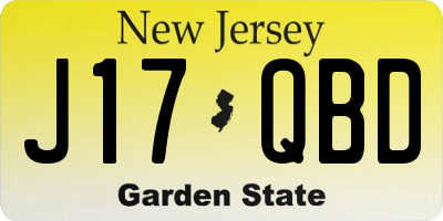 NJ license plate J17QBD