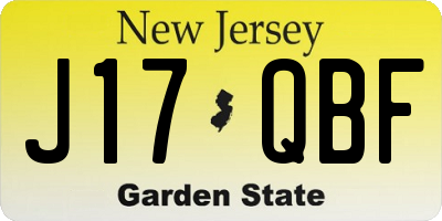 NJ license plate J17QBF
