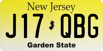 NJ license plate J17QBG