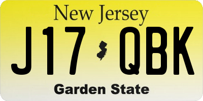 NJ license plate J17QBK