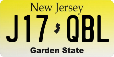 NJ license plate J17QBL