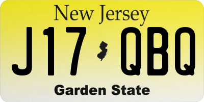 NJ license plate J17QBQ