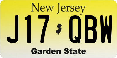 NJ license plate J17QBW