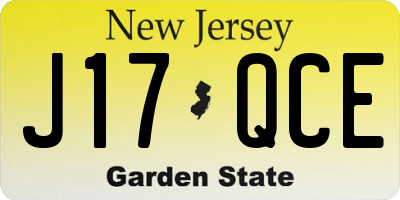 NJ license plate J17QCE