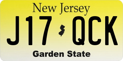 NJ license plate J17QCK