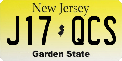 NJ license plate J17QCS