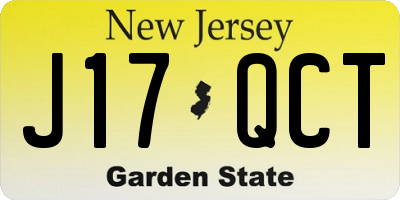 NJ license plate J17QCT
