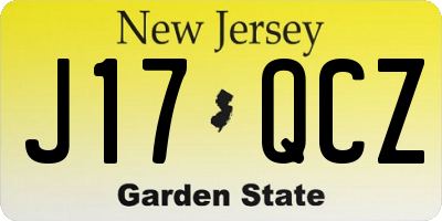 NJ license plate J17QCZ