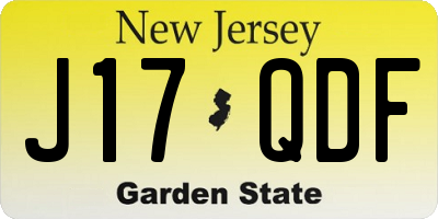 NJ license plate J17QDF