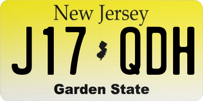 NJ license plate J17QDH