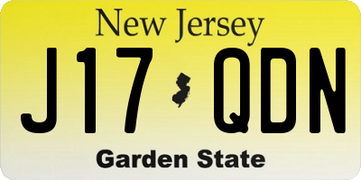 NJ license plate J17QDN