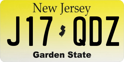 NJ license plate J17QDZ